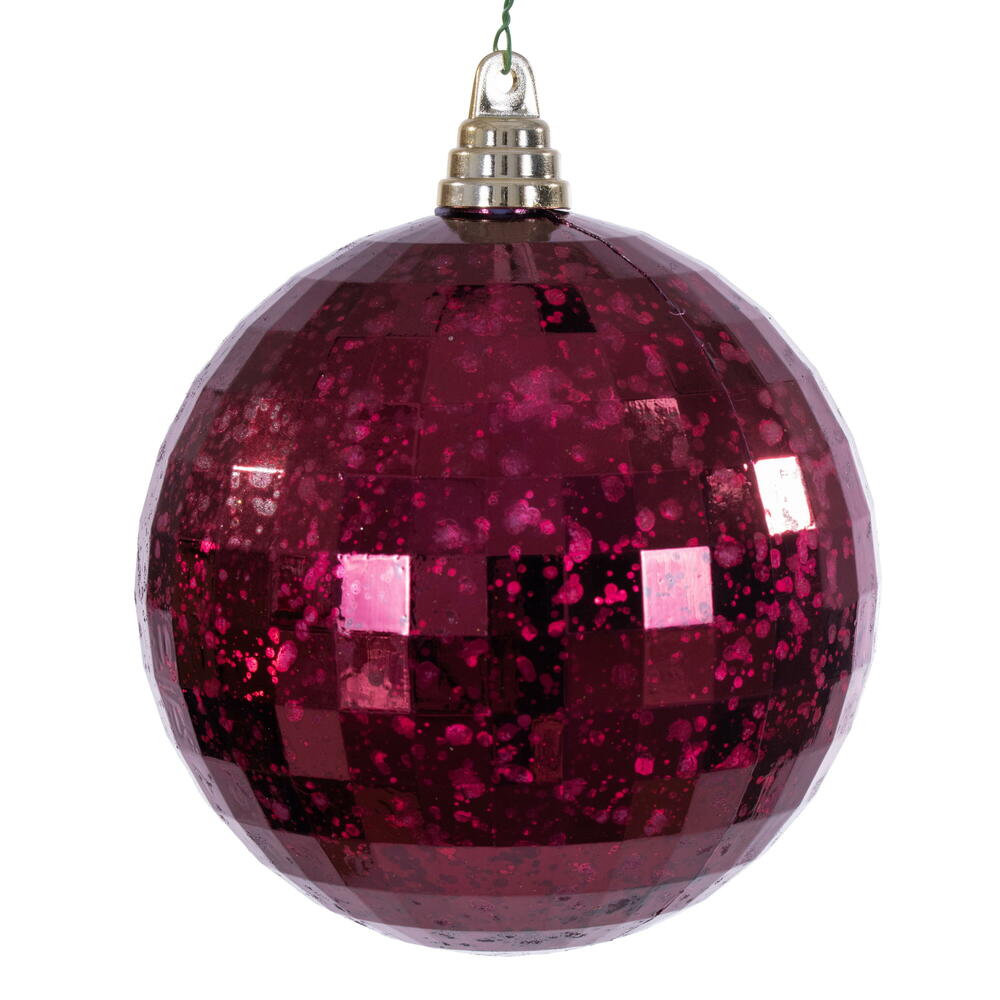 MC240865 6 in. Burgundy Mirror Mercury Ornament - 2 Per Bag