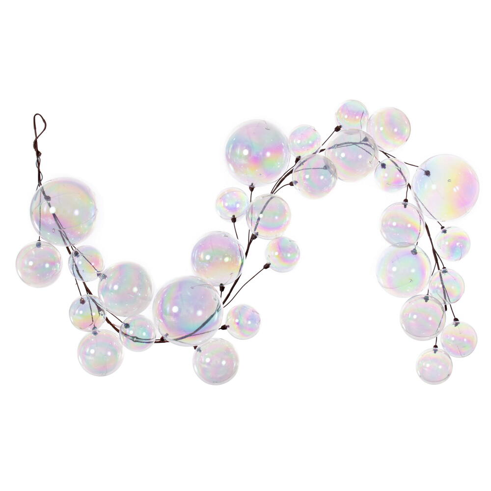 N240100 6 ft. Iridescent Ball Branch Garland