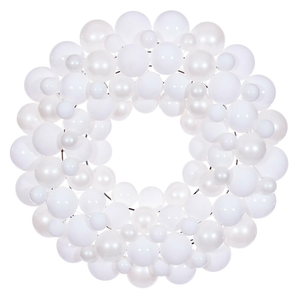 N240211 24 in. Ball Wreath, White