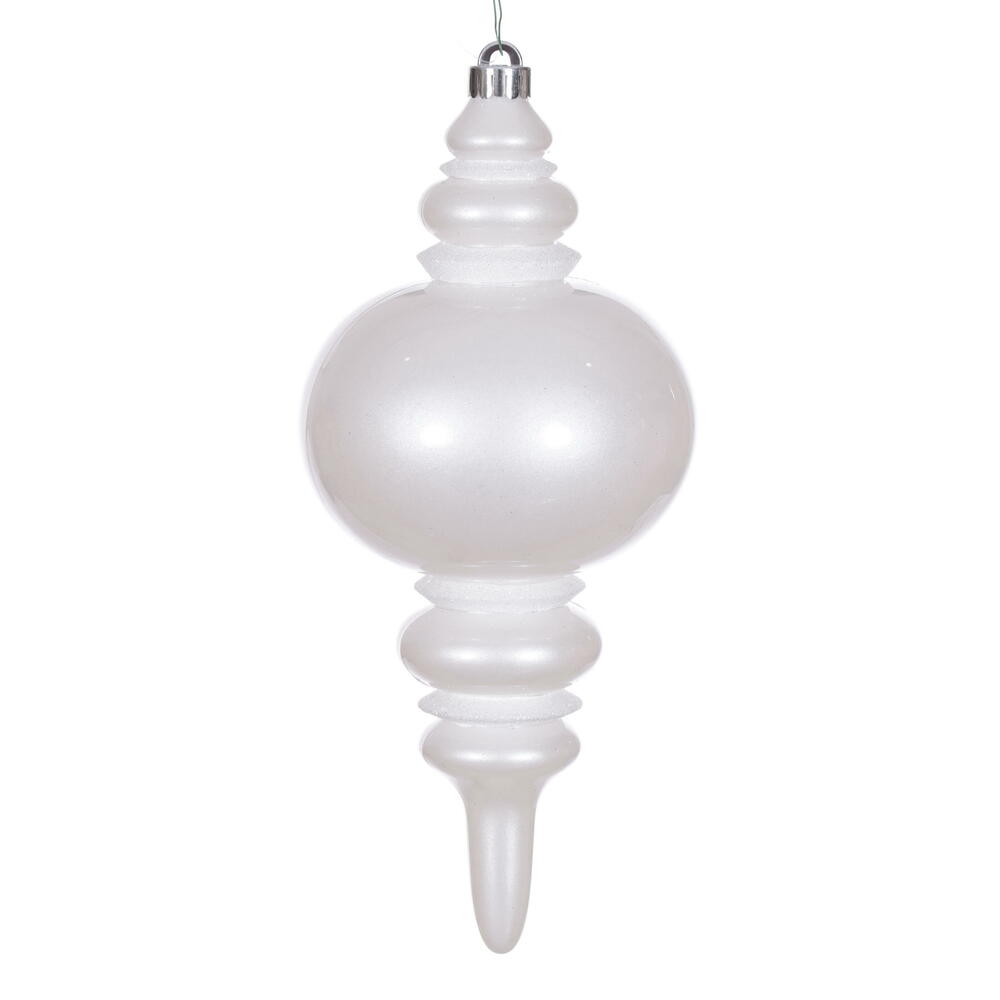 N241311DCV 13 in. White Candy Glitter Finial UV Ornament