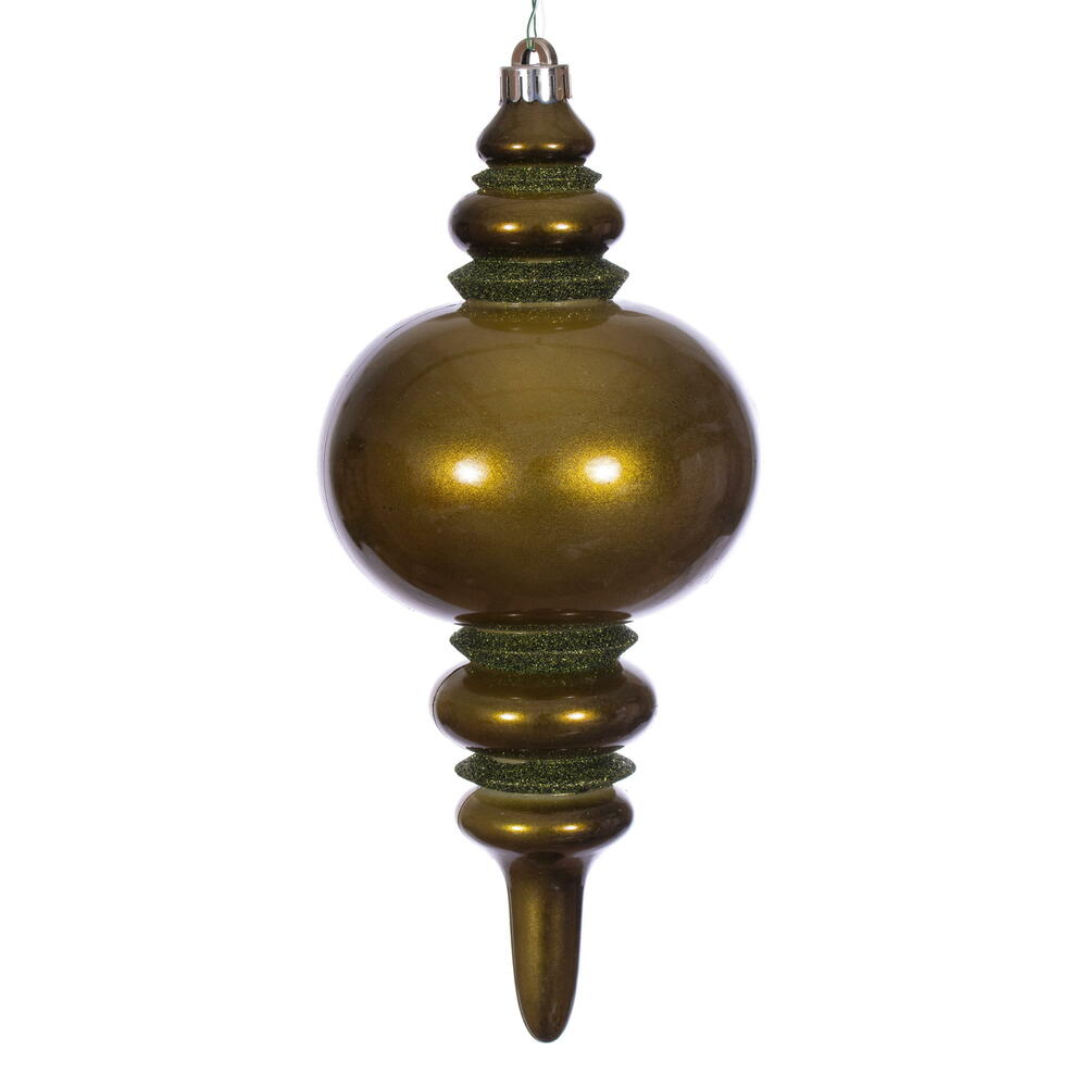 N241314DCV 13 in. Candy Glitter Finial UV Ornament, Olive