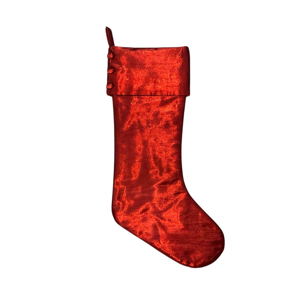 QTX24010 8 x 19 in. Metallic Christmas Stocking, Red
