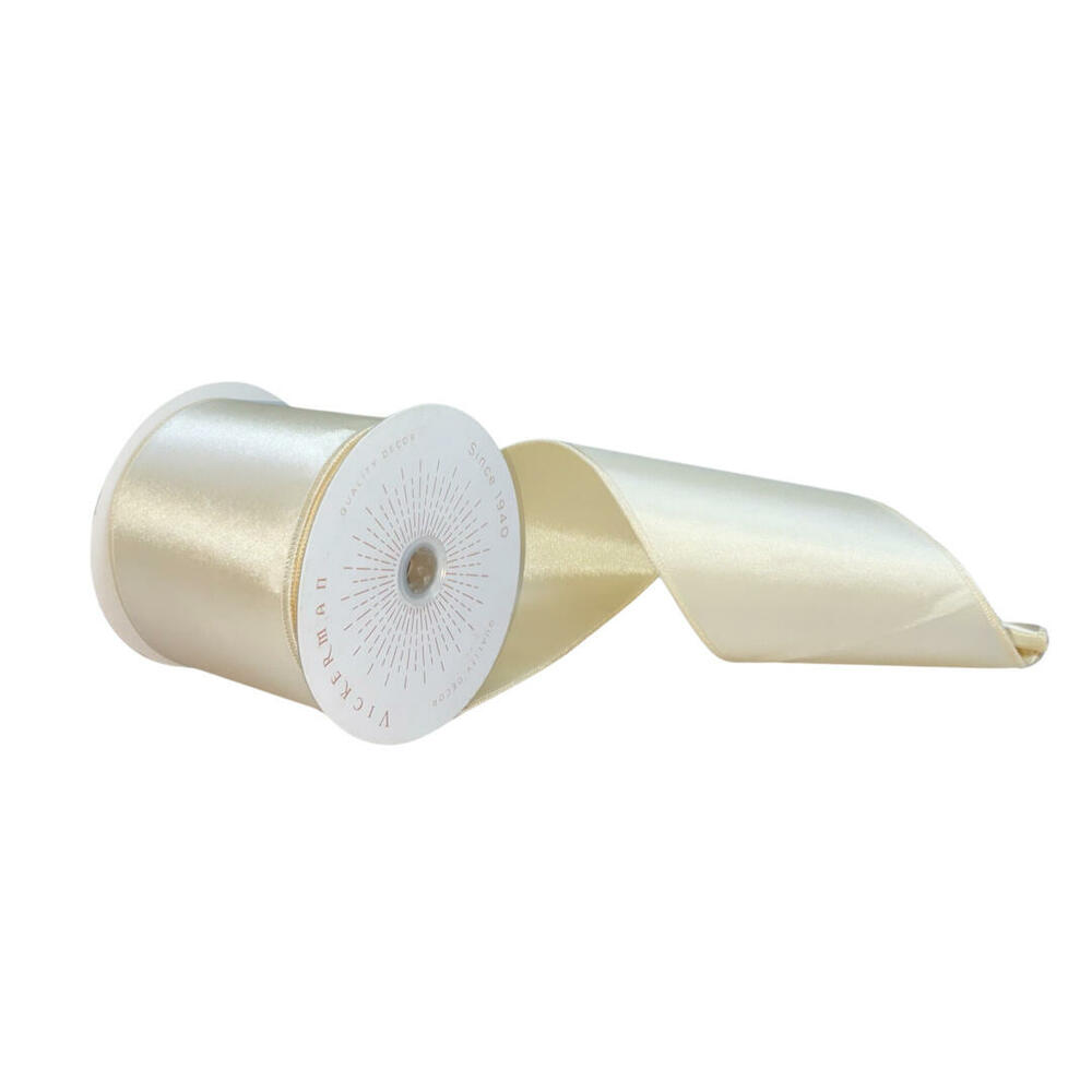QTX241143 4 in. x 10 Yards Oat Satin Ribbon