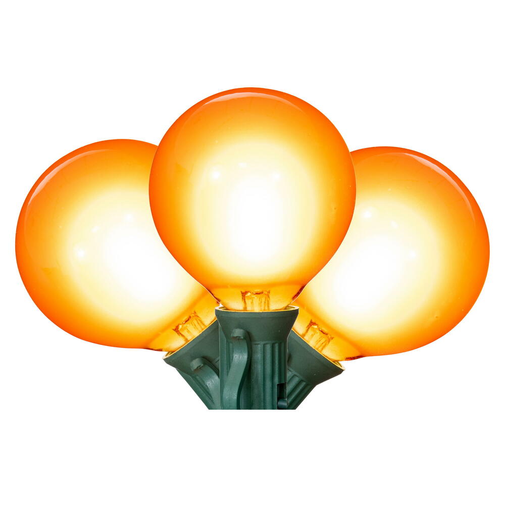 X24G5008 15 Light x 12 in. Amber LED Glass G50-E12 Filament End-Connecting Set with Green Wire - 6 x 12 x 6 in. Bulb Spacing
