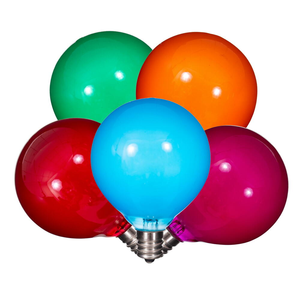 X24G5100 LED G50-E12 Glass Bulb, Multi Color - 10 Per Box