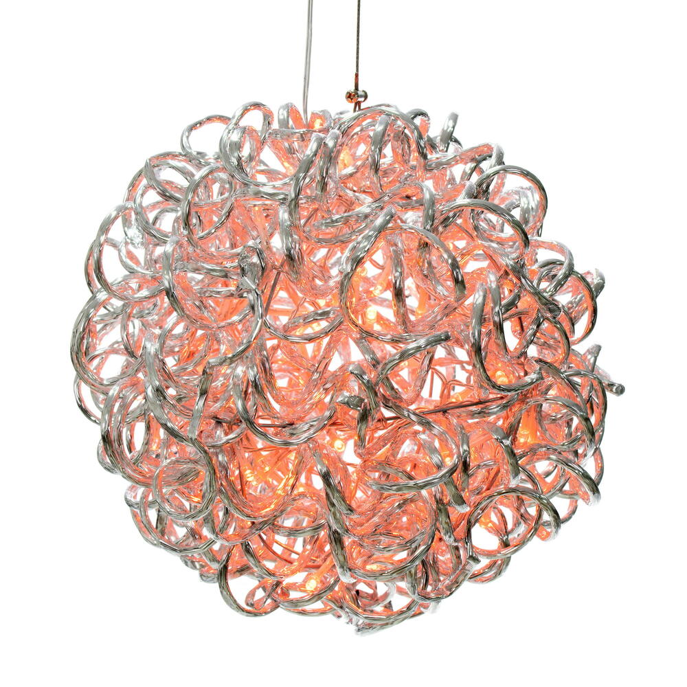 X24S1008 10 in. 80 Light Spiral LED Ball, Silver & Orange