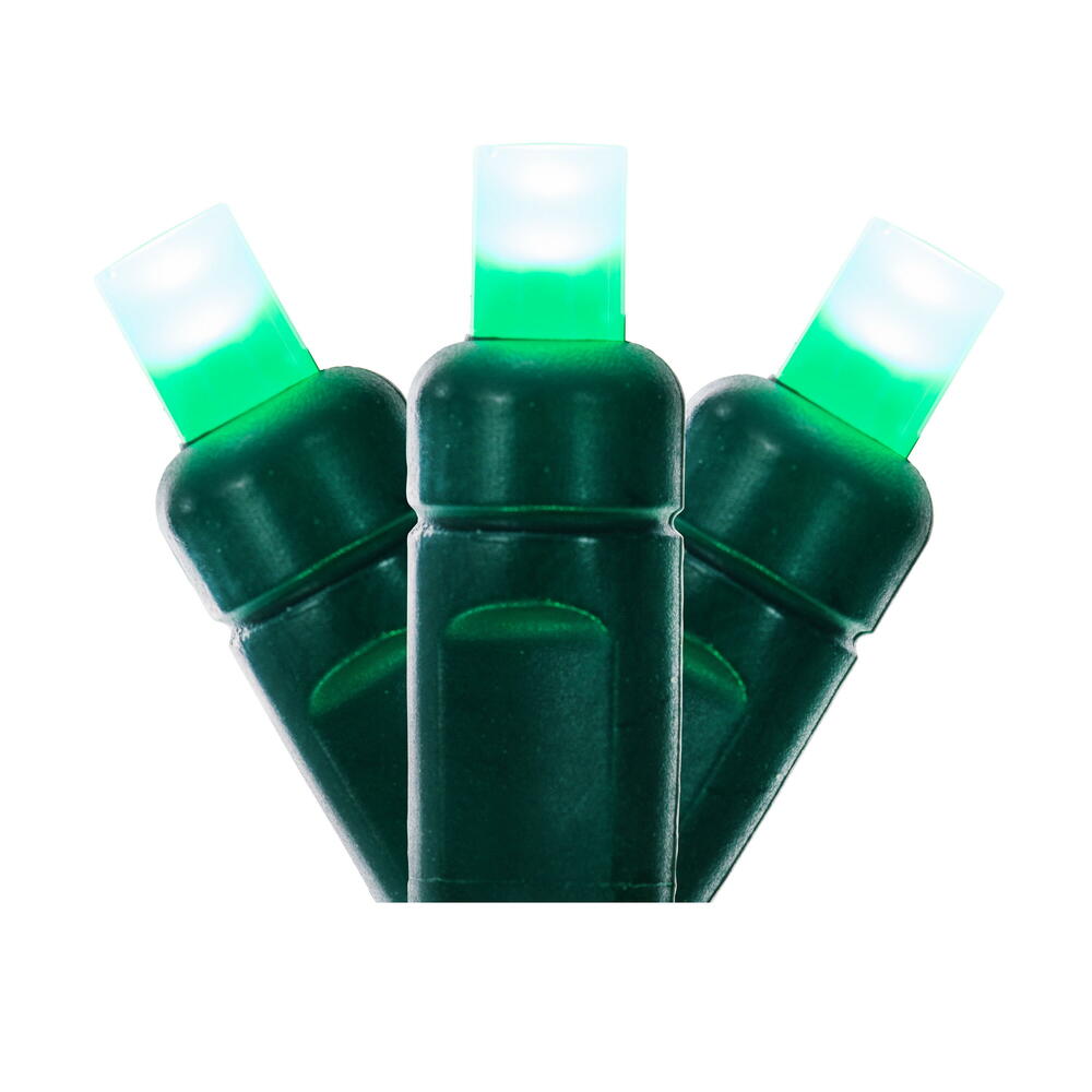 X6G6504F 50 Light Frosted Wide Angle Single Mold End-Connecting LED Light Set with 22 Gauge Green Wire - Green