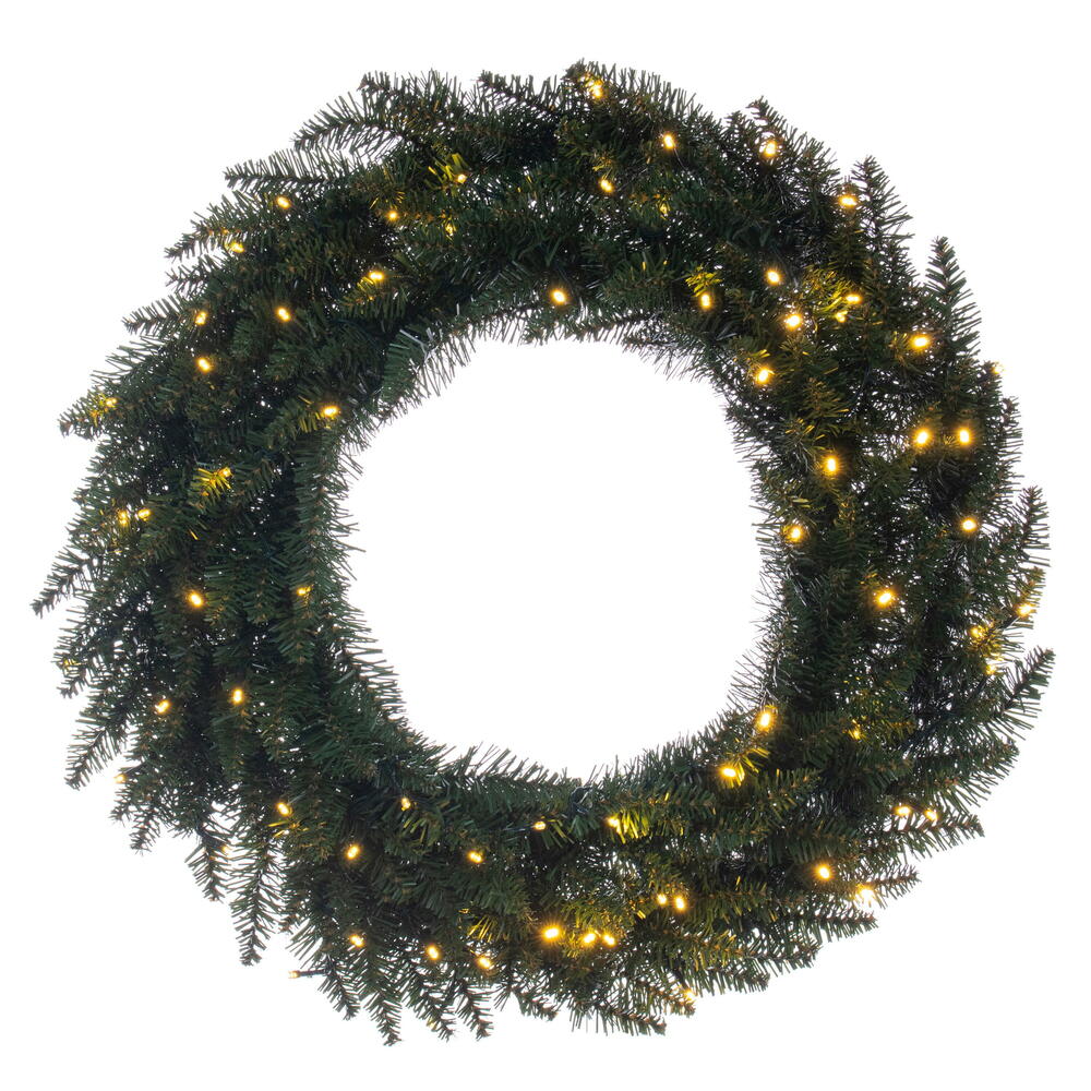 K228731LED 30 in. 5 mm Battery Operated Timer 70WW Wreath, Green