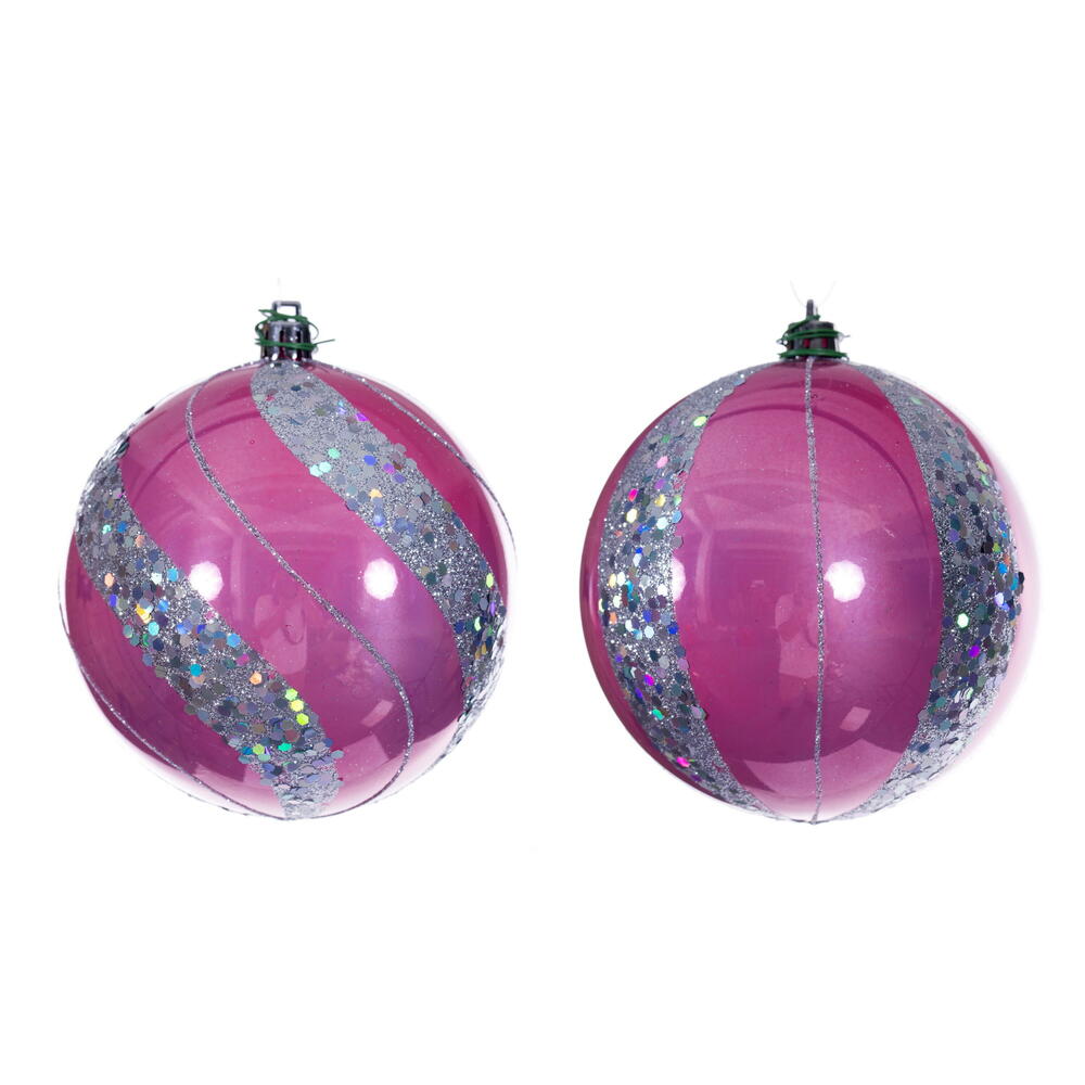 N231079D 4 in. Pearl Sequin Ball Ornament, Pink