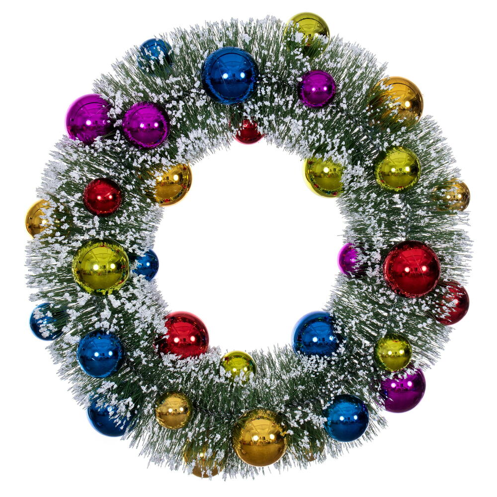 LS203219 18 in. Frosted Green Multi Balls Wreath