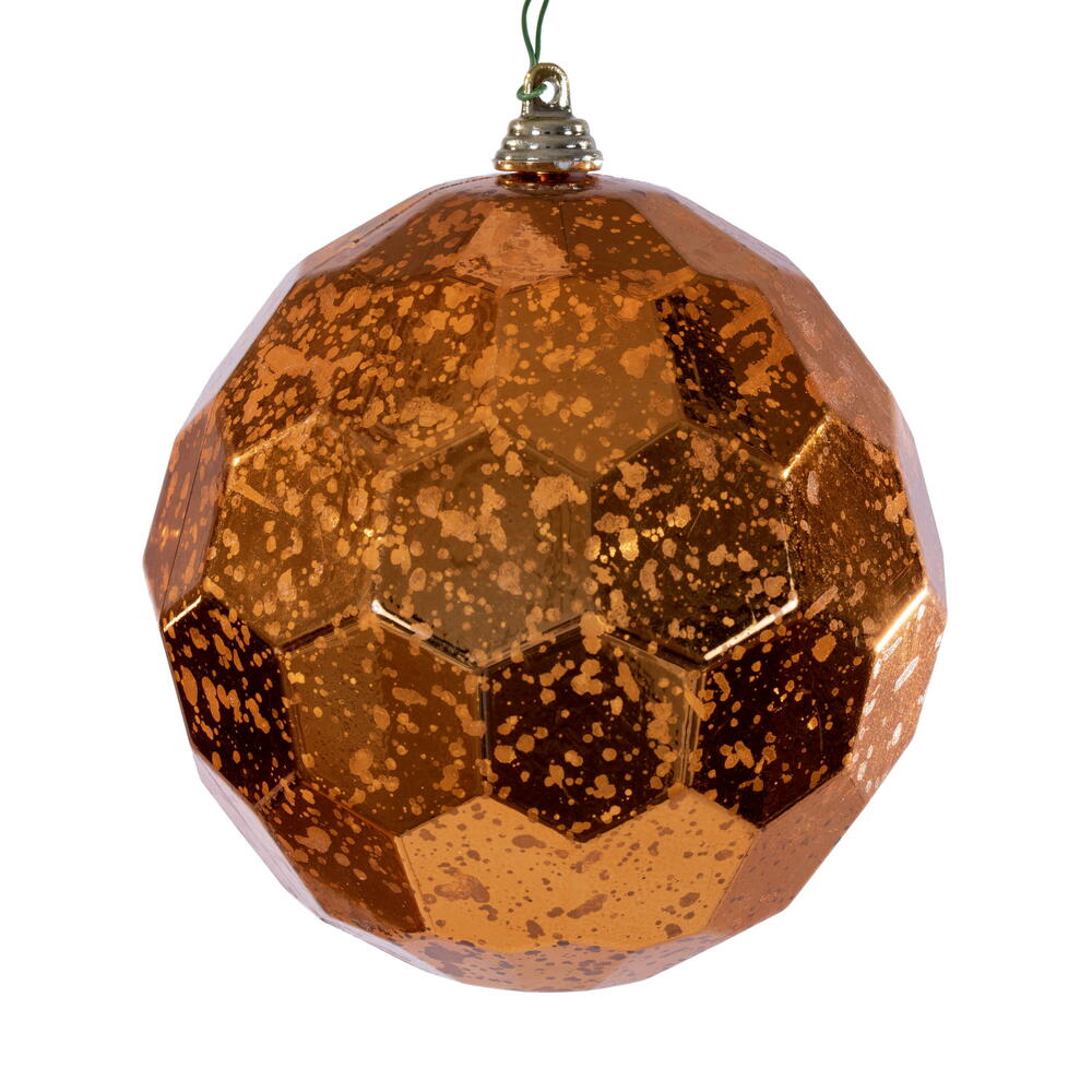 MC240118 4.75 in. Honeycomb Mercury Ornament, Burnish Orange - 4 Piece Per Bag