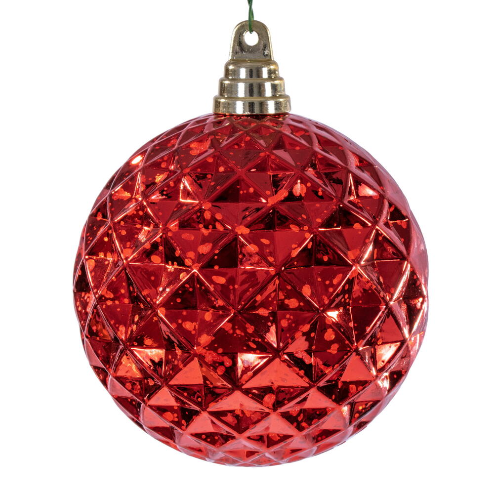 MC240303 4.75 in. Red Diamond Mercury Ornament - 4 Piece Per Bag