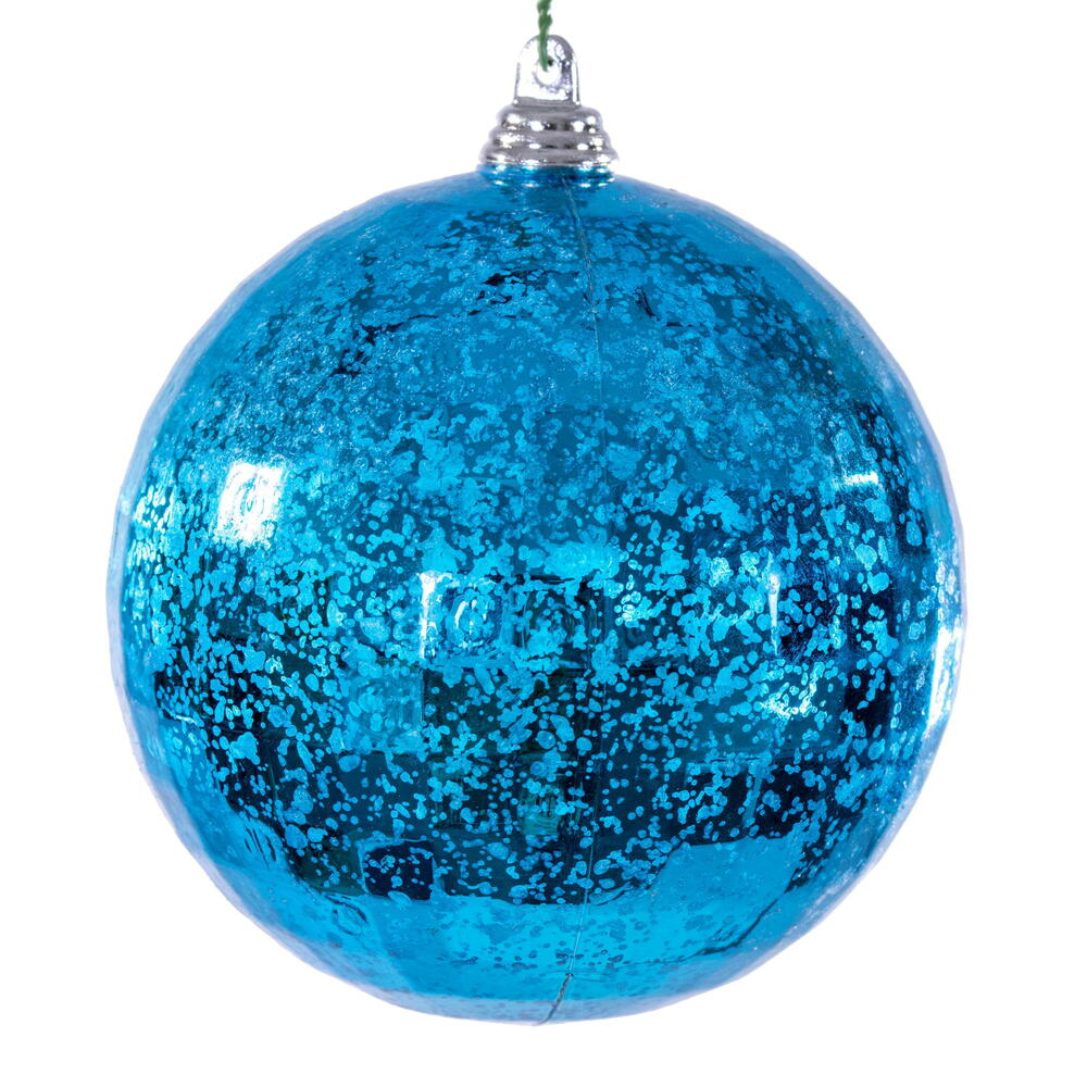 MC240612 4 in. Turquoise Mirror Mercury Ornament - 6 Per Bag