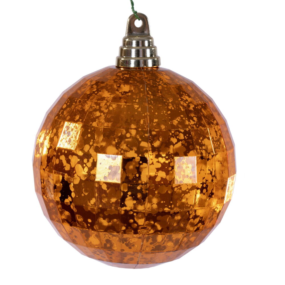 MC240718 4.75 in. Burnish Orange Mirror Mercury Ornament - 4 Piece Per Bag
