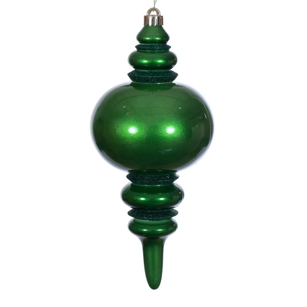 N241324DCV 13 in. Emerald Candy Glitter Finial UV Ornament