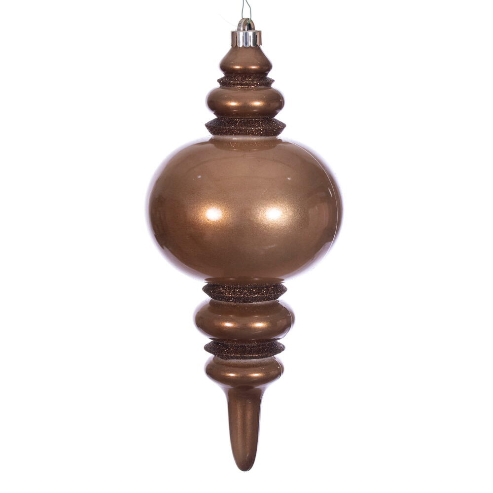 N241376DCV 13 in. Mocha Candy Glitter Finial UV Ornament