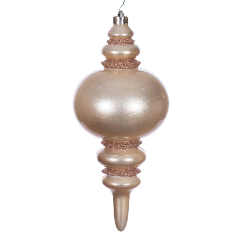 N241380DCV 13 in. Candy Glitter Finial UV Ornament, Cafe Latte