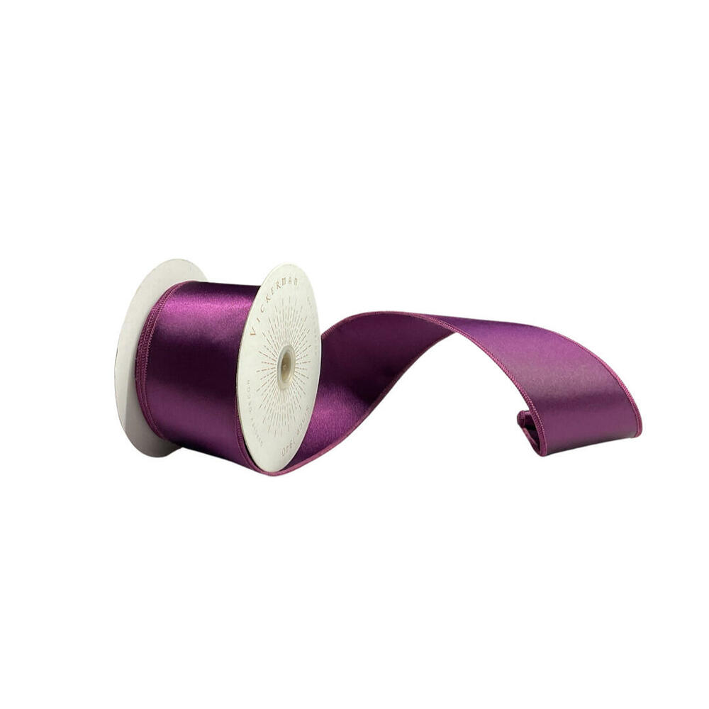 QTX240926 2.5 in. x 10 Yards Plum Satin Ribbon