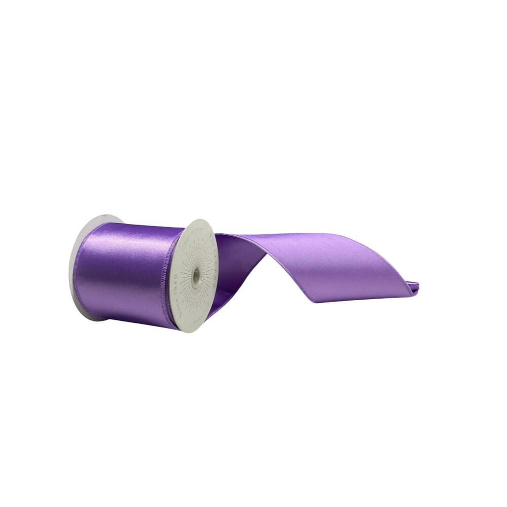 QTX241186 4 in. x 10 Yards Lavender Satin Ribbon