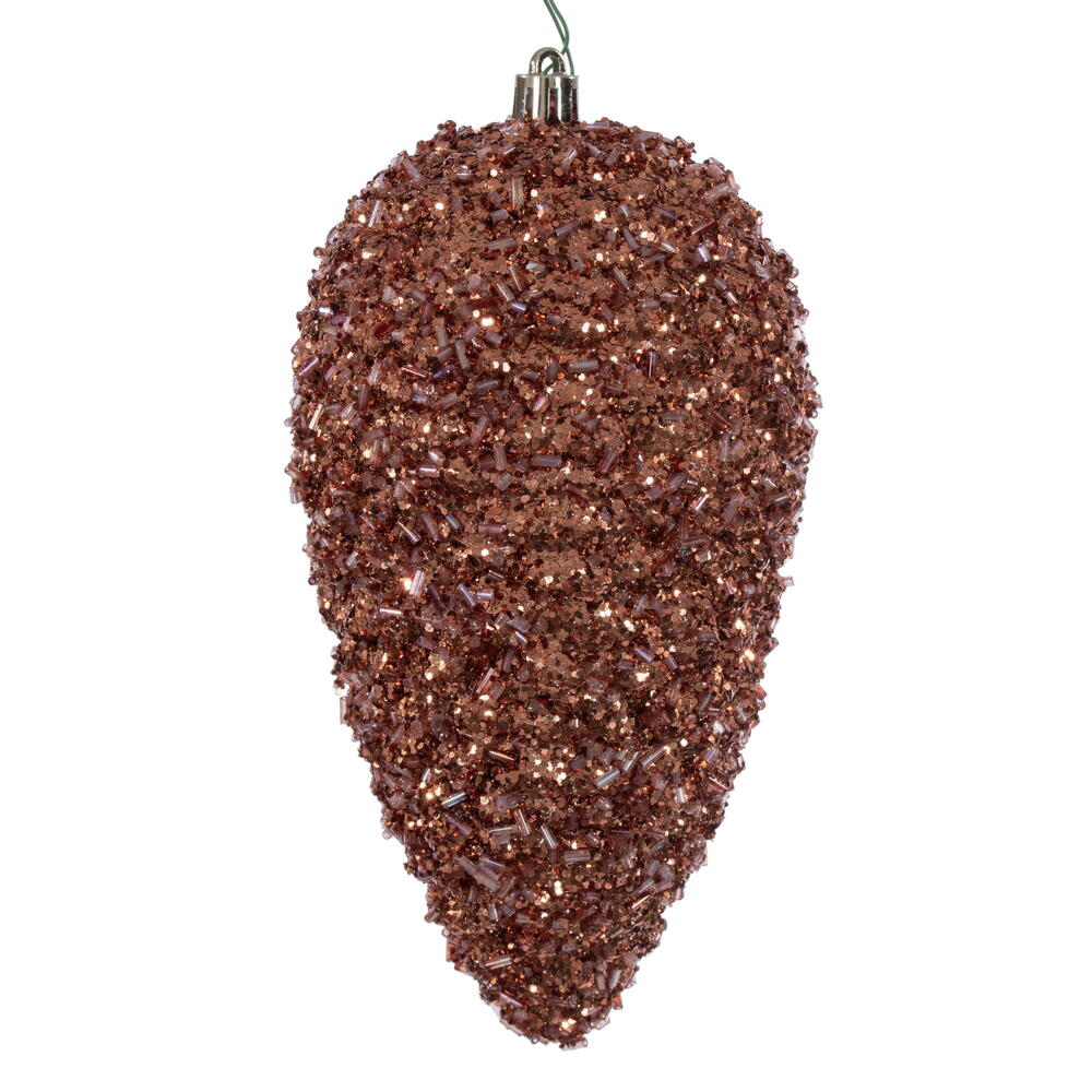 N247258D 7 in. Glitter Pinecone Ornament, Rose Gold - 4 per Bag