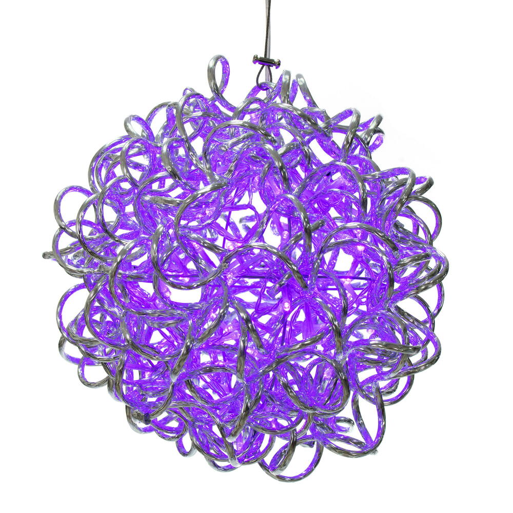 X24S1006 10 in. 80 Light Spiral LED Ball, Silver & Purple
