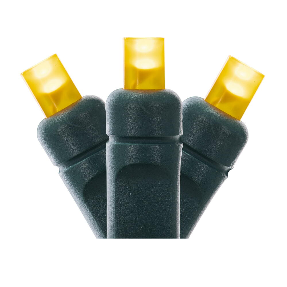 X6G6507F 50 Light Frosted Wide Angle Single Mold End-Connecting LED Light Set with 22 Gauge Green Wire - Yellow