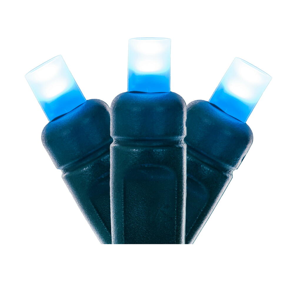 X6G6532F 50 Light Frosted Wide Angle Single Mold End-Connecting LED Light Set with 22 Gauge Green Wire - Teal