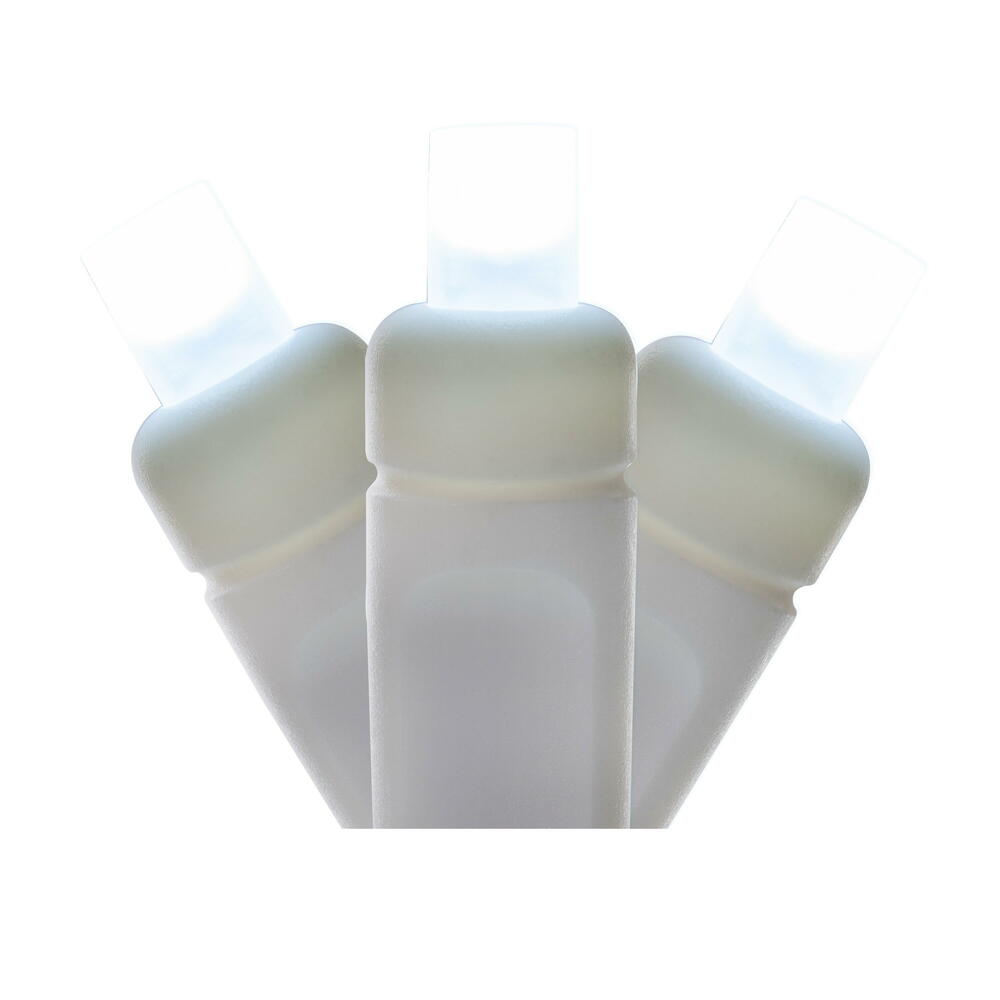 X6W6509F 50 Light Frosted Wide Angle Single Mold End-Connecting LED Light Set with 22 Gauge White Wire - Pure White