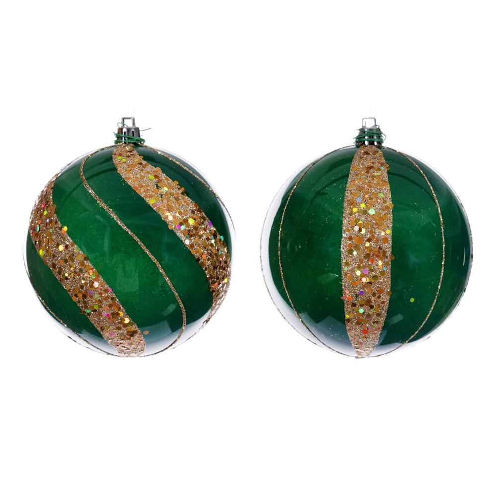 N231004D 4 in. Pearl Sequin Ball Ornament, Green