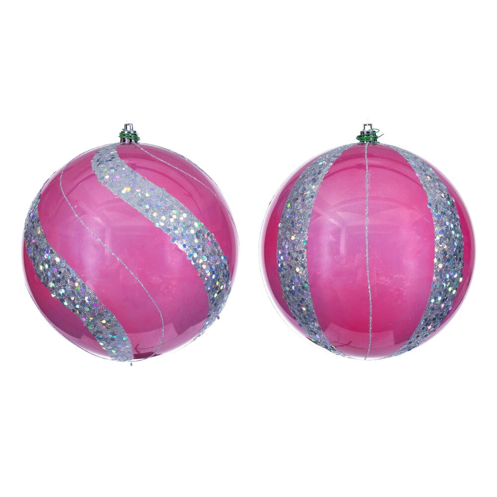 N231279D 6 in. Pearl Sequin Ball Ornament, Pink