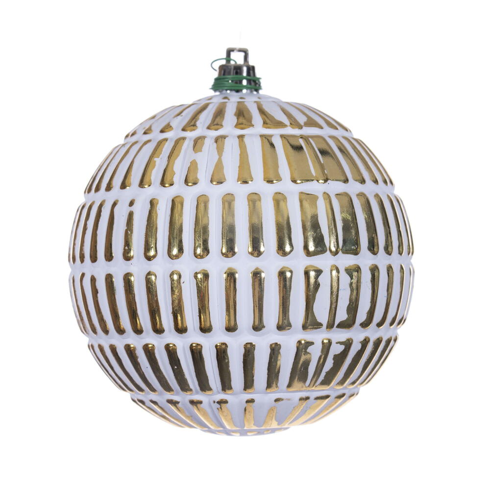 N232608D 4 in. Etch Lines Brush Ball Ornament, Gold - 6 Per Bag