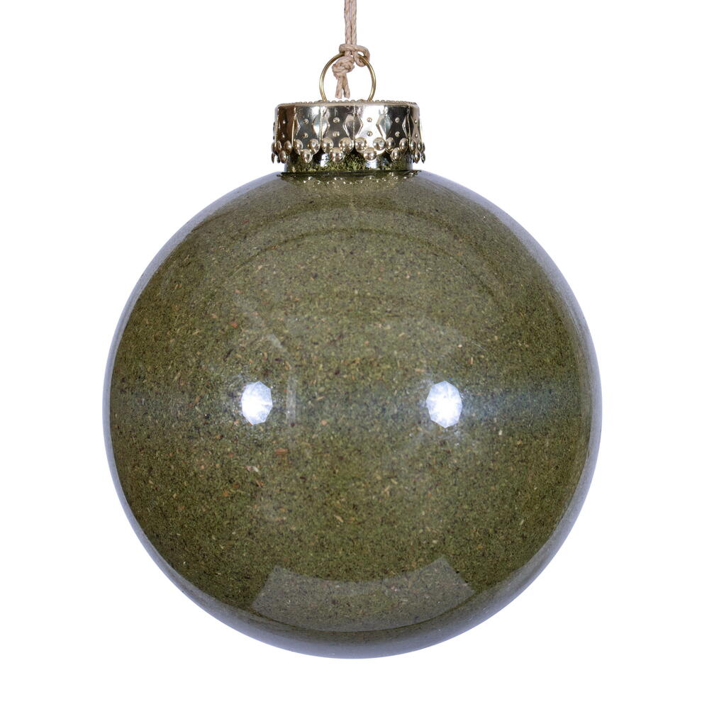 RV231704 4 in. Moss Green Ball Ornament - 3 per Bag