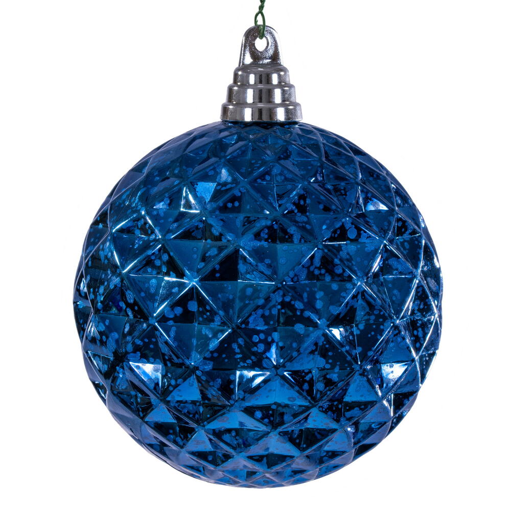 MC240331 4.75 in. Midnight Blue Diamond Mercury Ornament - 4 Piece Per Bag