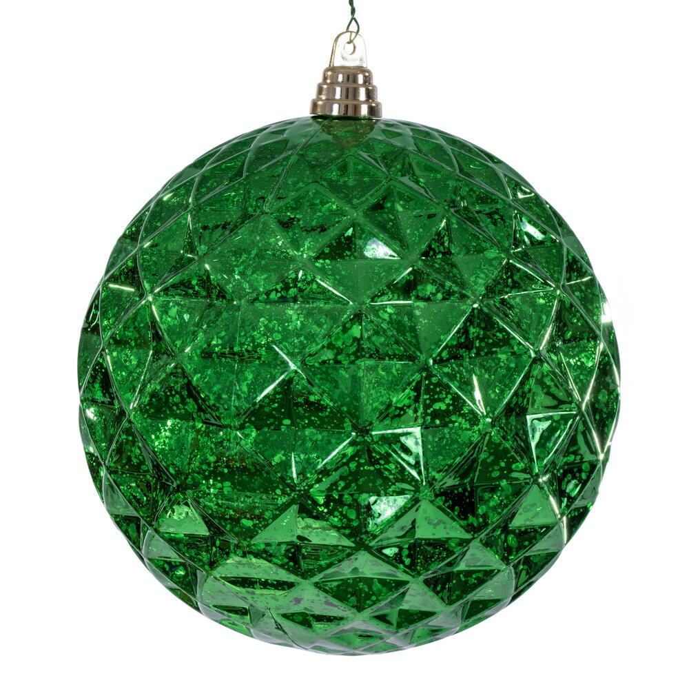MC240504 8 in. Diamond Mercury Ornament, Green