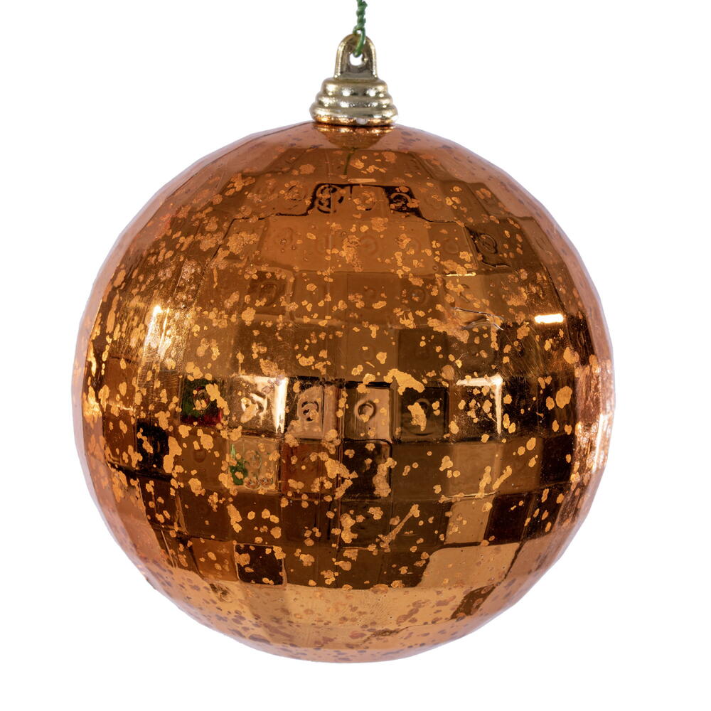 MC240618 4 in. Burnish Orange Mirror Mercury Ornament - 6 Per Bag