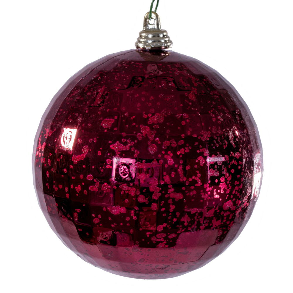 MC240665 4 in. Burgundy Mirror Mercury Ornament - 6 Per Bag