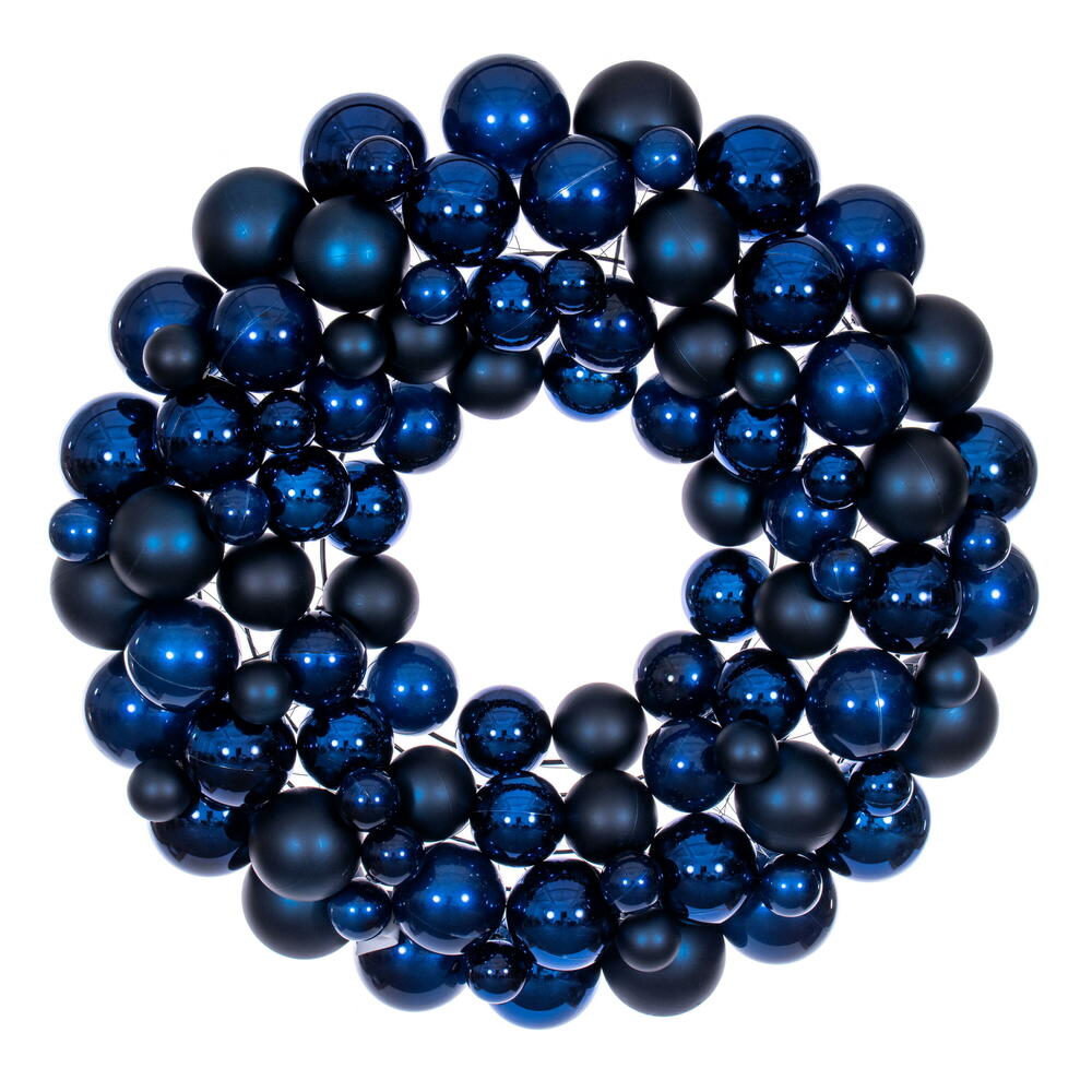 N240231 24 in. Ball Wreath, Midnight Blue