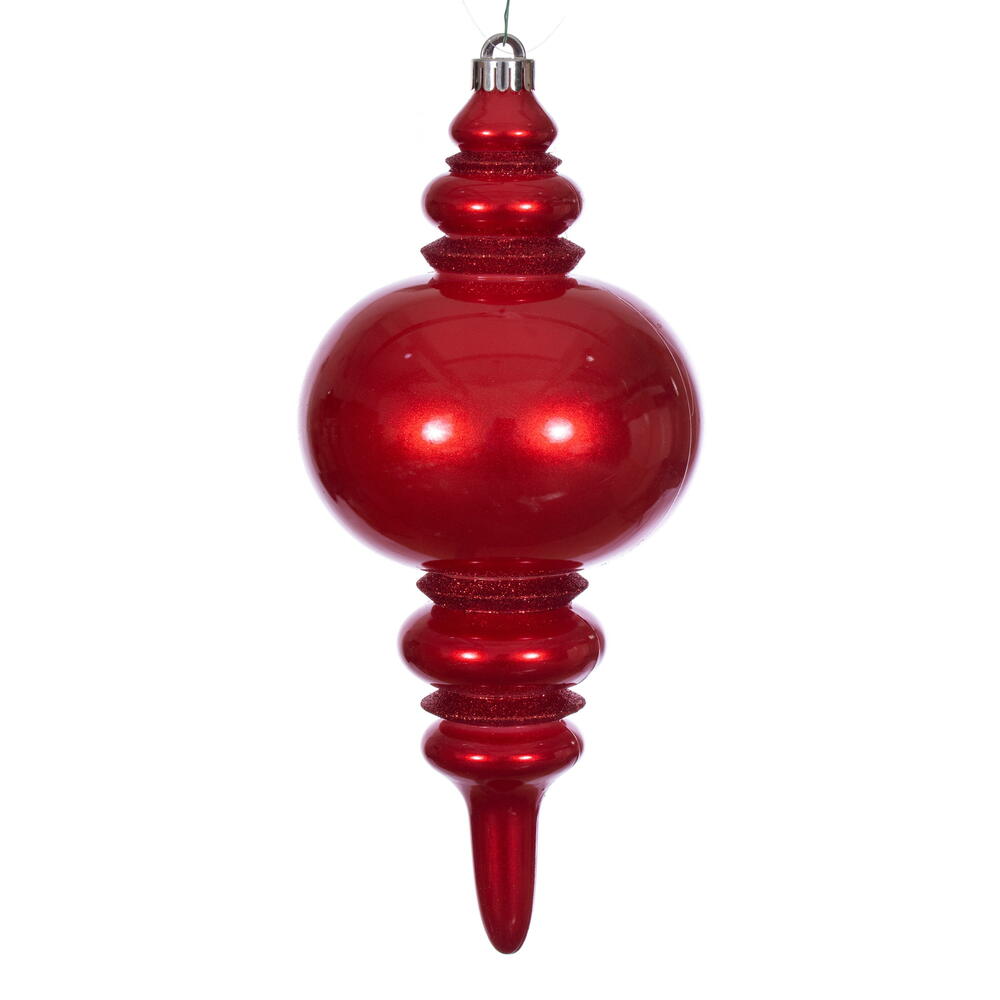 N241303DCV 13 in. Candy Glitter Finial UV Ornament, Red