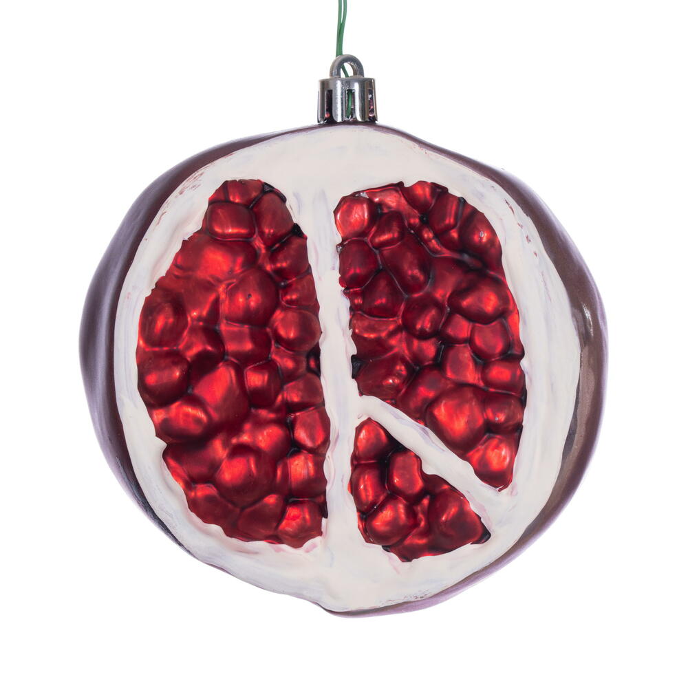 N241703D 4 in. Pomegranate Fruit Matte Ornament, Burgundy - 6 Per Bag