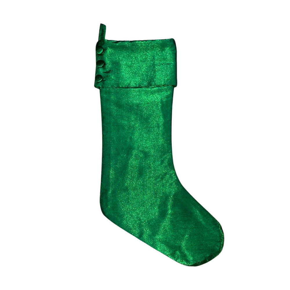 QTX24020 8 x 19 in. Metallic Christmas Stocking, Green