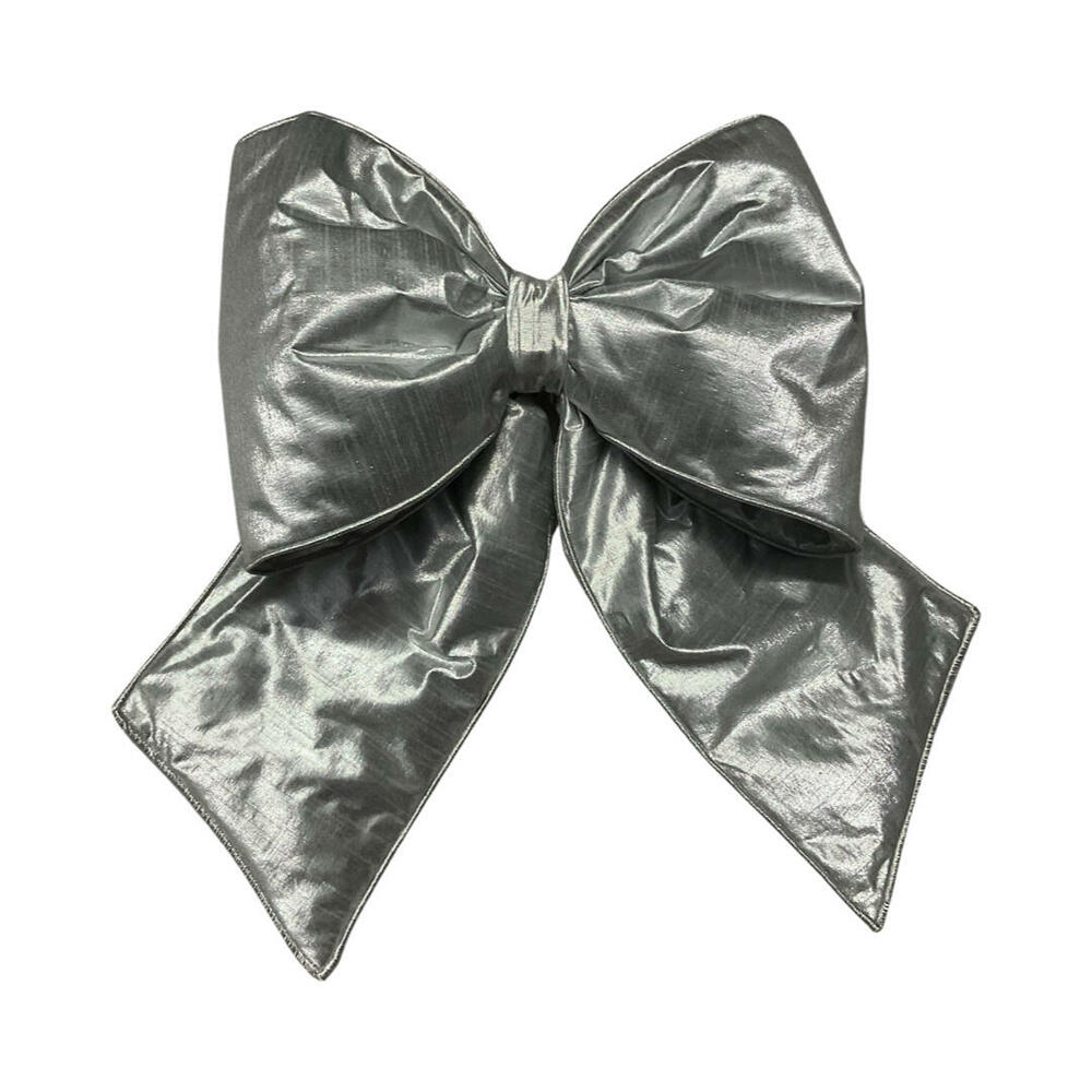 QTX24037 18 x 23 in. Metallic Christmas Bow, Silver