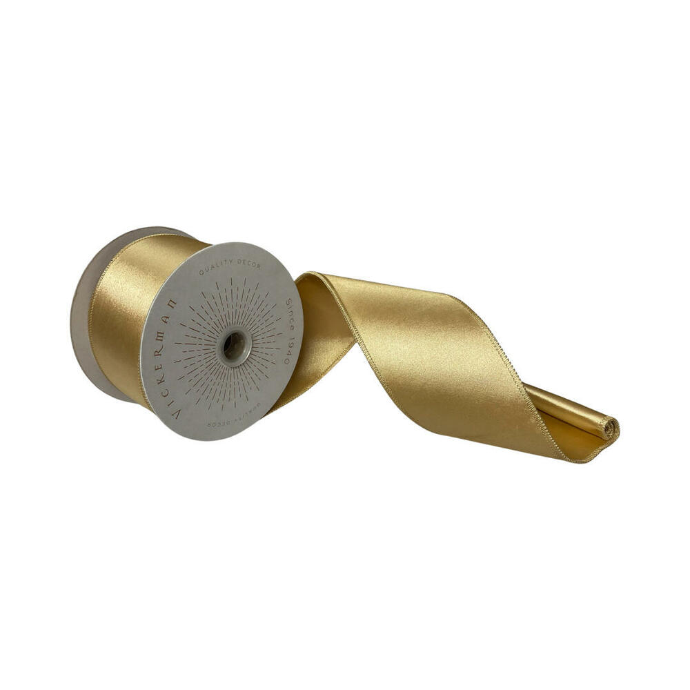 QTX240908 2.5 in. x 10 Yards Gold Satin Ribbon