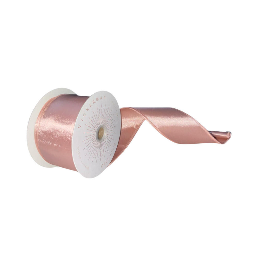 QTX240958 2.5 in. x 10 Yards Rose Gold Satin Ribbon