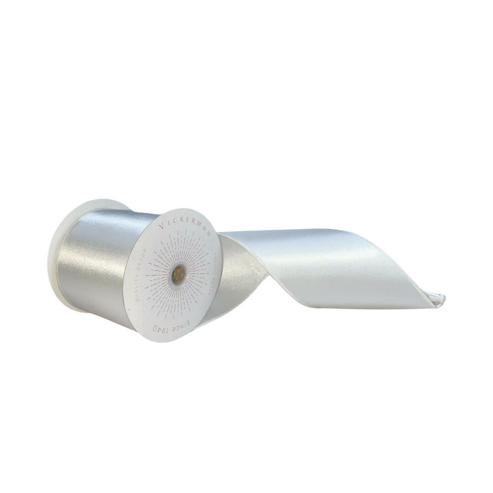 4 in. x 10 Yards White Satin Ribbon