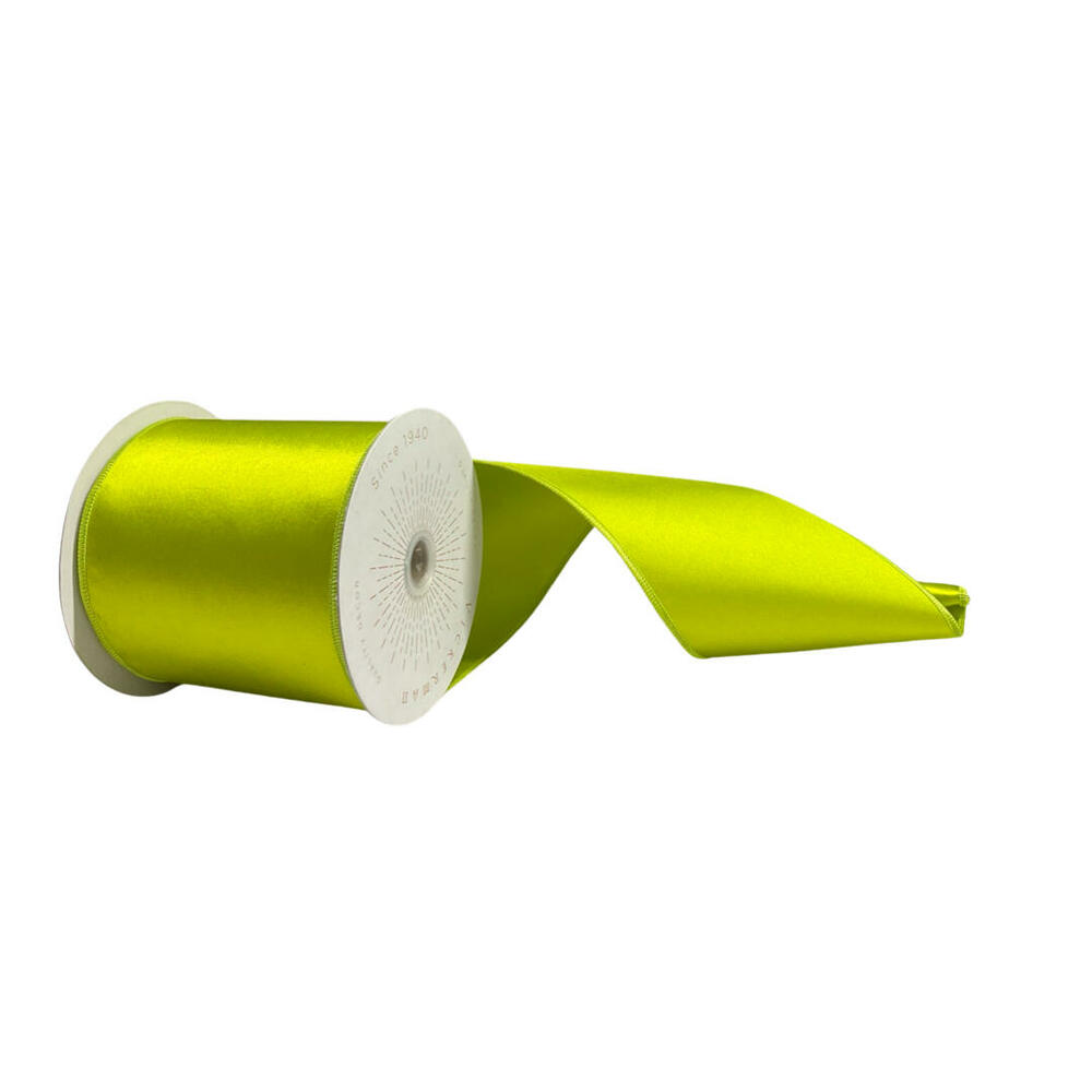 QTX241173 4 in. x 10 Yards Lime Satin Ribbon