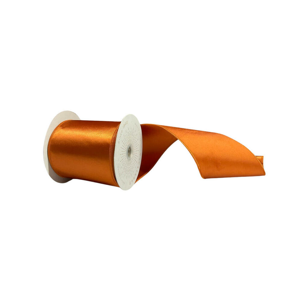 QTX241188 4 in. x 10 Yards Copper Satin Ribbon
