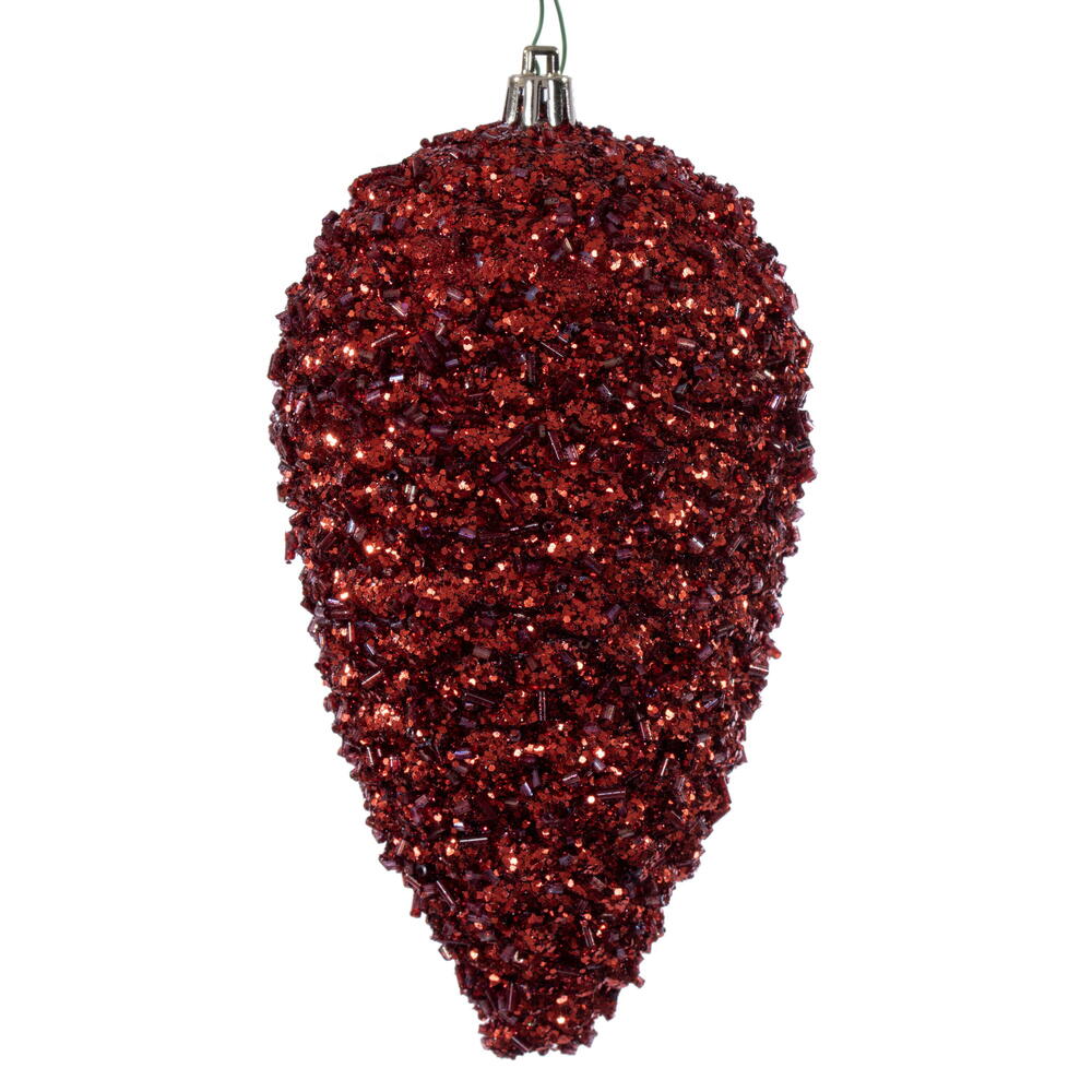 Picture of Vickerman N247265D 7 in. Glitter Pinecone Ornament&#44; Burgundy - 4 per Bag