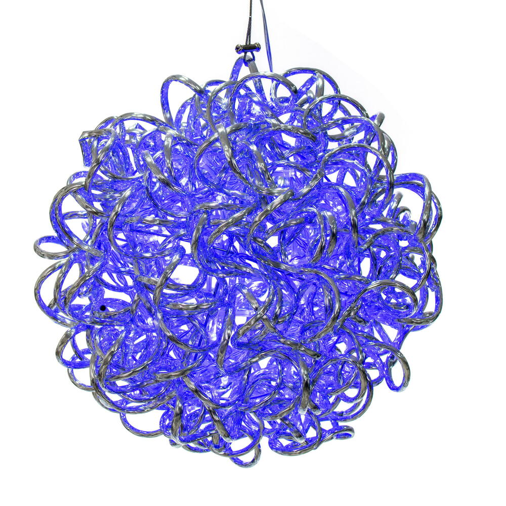 X24S1002 10 in. 80 Light Spiral LED Ball, Silver & Blue