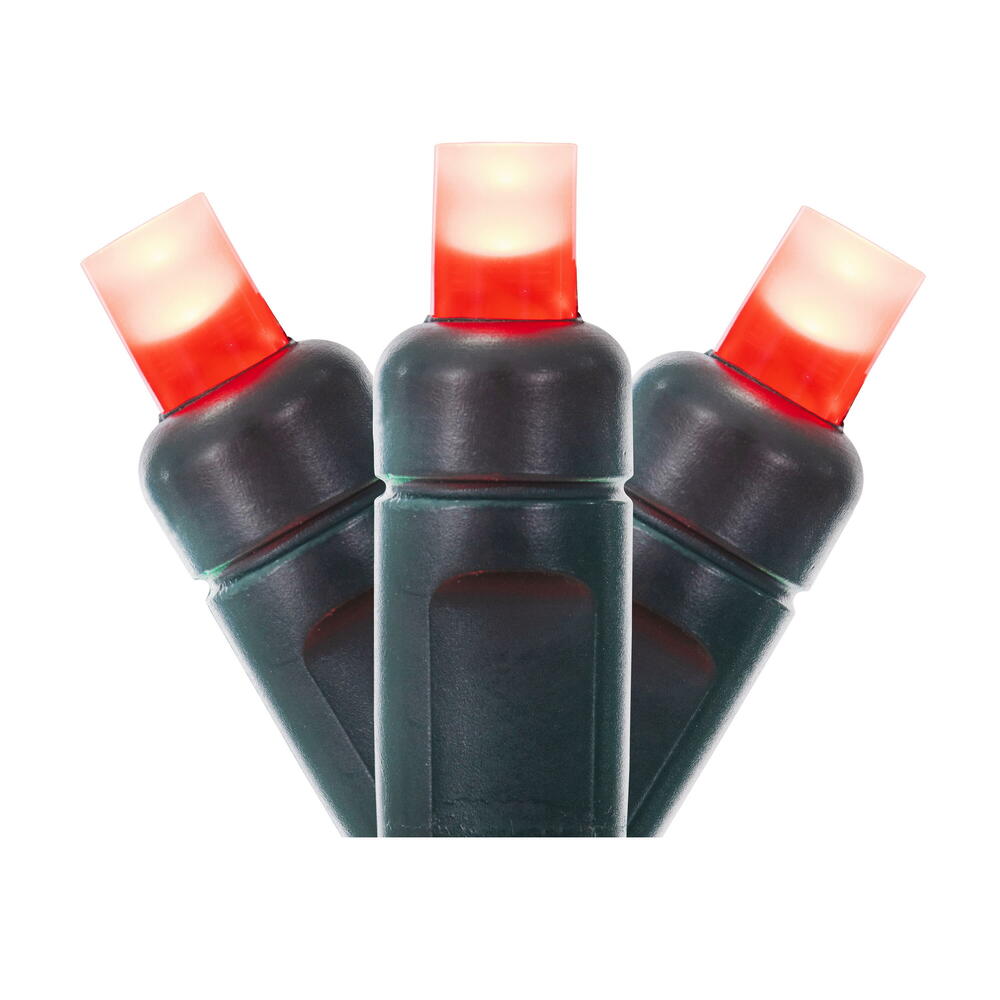 X6G6503F 50 Light Frosted Wide Angle Single Mold End-Connecting LED Light Set with 22 Gauge Green Wire - Red