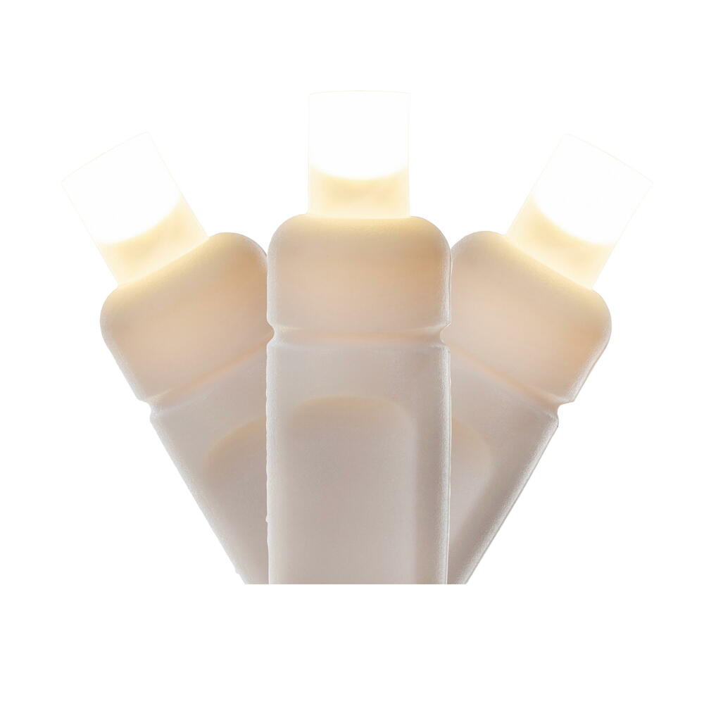 X6W6501F 50 Light Frosted Wide Angle Single Mold End-Connecting LED Light Set with 22 Gauge White Wire - Warm White